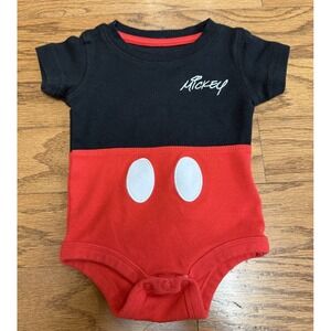 Disney Parks World Baby Unisex 3mo Mickey Bodysuit Red & Black Mouse Tail CUTE!